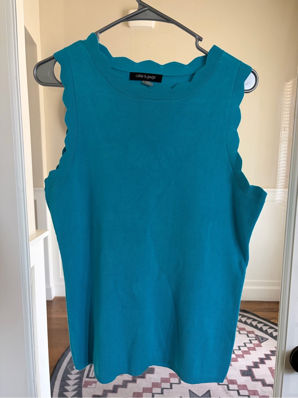 Cable & Gauge Teal Scallop Edge Knit Tank